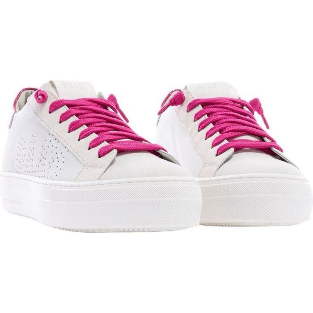 P448 Low Top Thea Platform Leather Sneakers White/Fux Punch 12